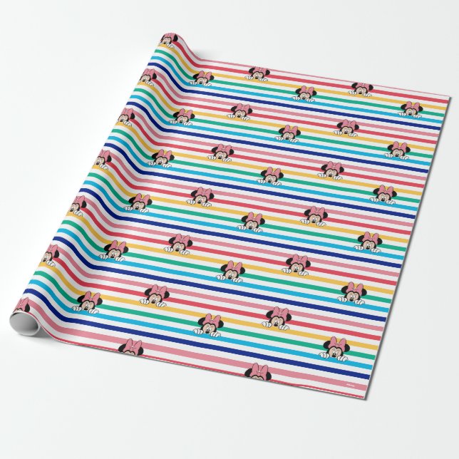 Peekaboo Rainbow Minnie Mouse Pattern Wrapping Paper (Unrolled)