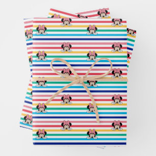 Peekaboo Rainbow Minnie Mouse Pattern Wrapping Paper Sheets