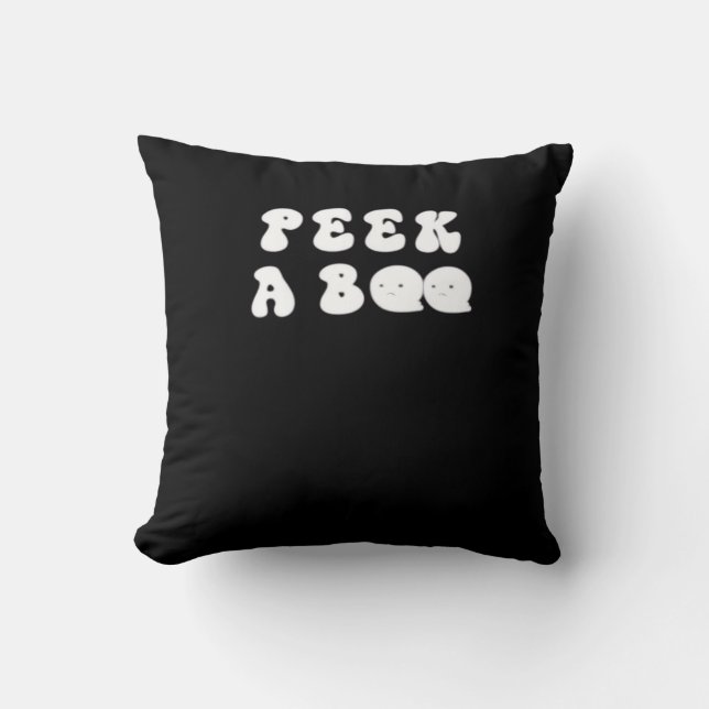 Peekaboo Spooky Slogan Throw Pillow (Front)