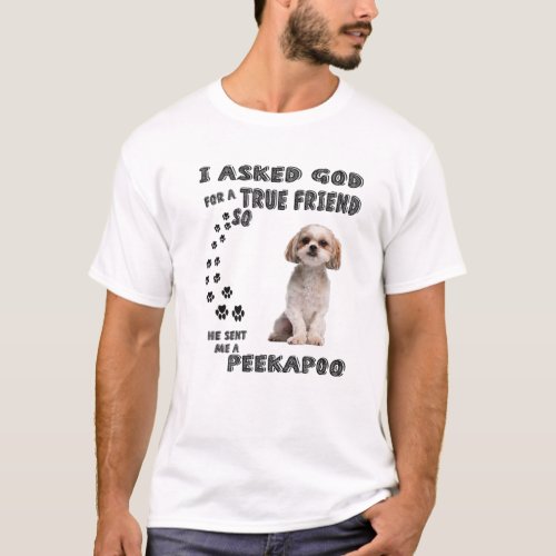 Peekapoo Saying Mom Dad Costume Cute Poodle Pekin T_Shirt