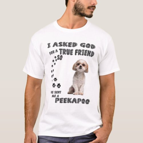 Peekapoo Saying Mom Dad Costume Cute Poodle Pekin T_Shirt