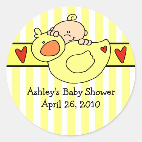 Peeking Baby  Duck Baby Shower Sticker