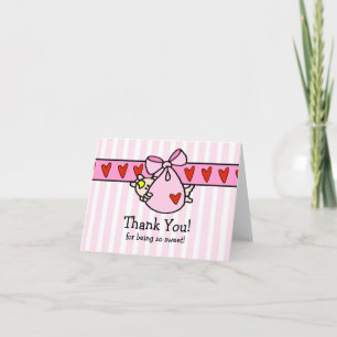 Peeking Baby Girl BundleThank You Note Card