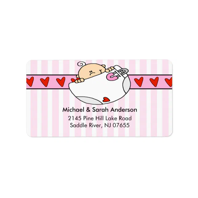 Peeking Baby Girl with Diaper Address Label | Zazzle