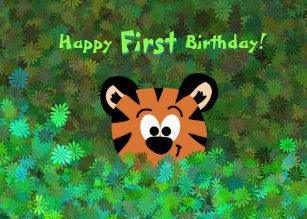 First Jungle Birthday Cards Zazzle