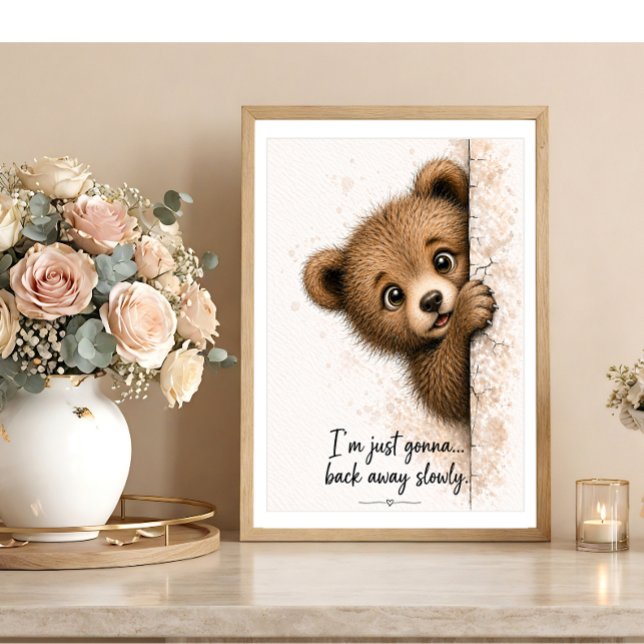 Peeking Bear Wall Art Funny Bathroom Cub Print (Creator Uploaded)