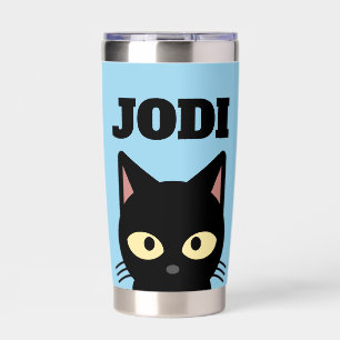 PEEKING BLACK CAT CUSTOM WATER BOTTLE INSULATED TUMBLER