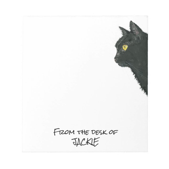 Peeking Black Cat From the Desk of Personalized Notepad (Front)