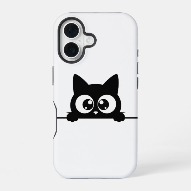 Peeking Black Cat Iphone Case (Back)