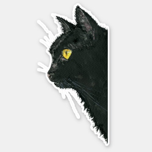 Peeking Black Cat Kitty Face Sticker