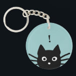Peeking Black Cat with Customizable Color and Text Keychain<br><div class="desc"></div>