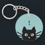 Peeking Black Cat with Customizable Color and Text Keychain<br><div class="desc"></div>