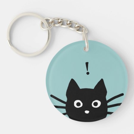 Peeking Black Cat With Customizable Color And Text Keychain
