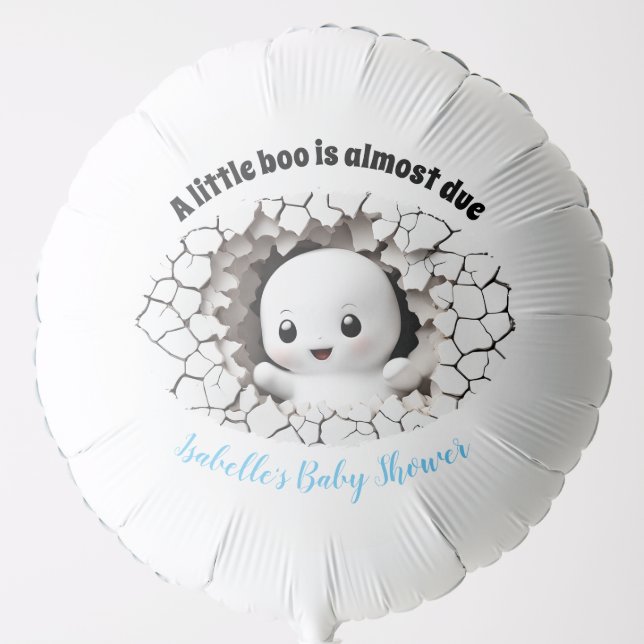 Peeking Boo Blue Cute Ghost Baby Shower Balloon (Front)