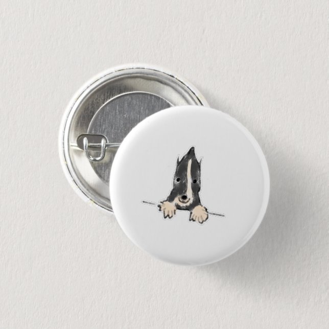 Peeking Border Collie Puppy Gift Button (Front & Back)