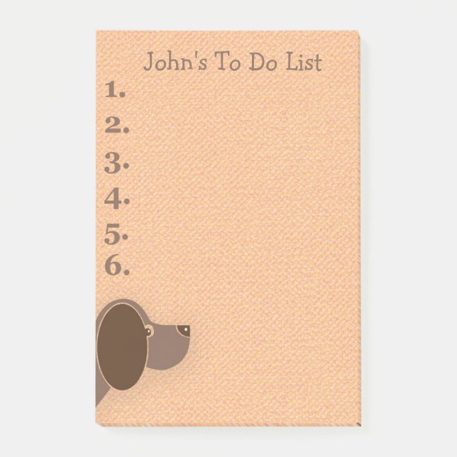 Peeking Brown Dog Personalized To Do List Post-it Notes (Front)