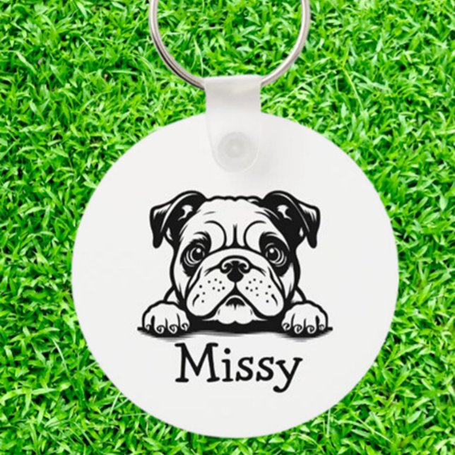 PEEKING Bulldog Puppy Personalized Keychain (Carry your love for bulldogs everywhere with a personalized PEEKING Bulldog Puppy keychain)