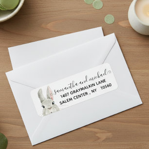Peeking Bunny Easter Spring Calligraphy Address  Label