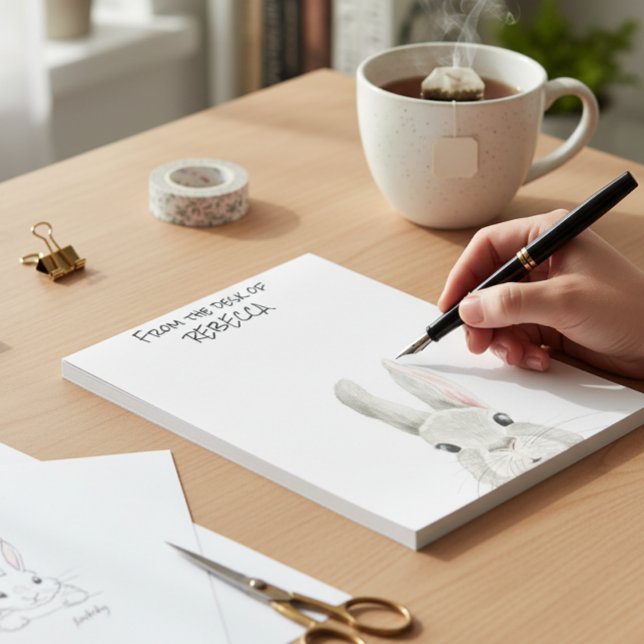 Peeking Bunny Rabbit From the Desk of Personalized Notepad (Creator Uploaded)