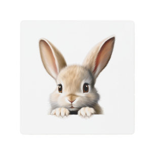 Peeking Bunny Rabbit Metal Print