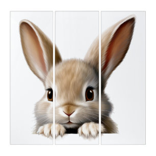 Peeking Bunny Rabbit Triptych
