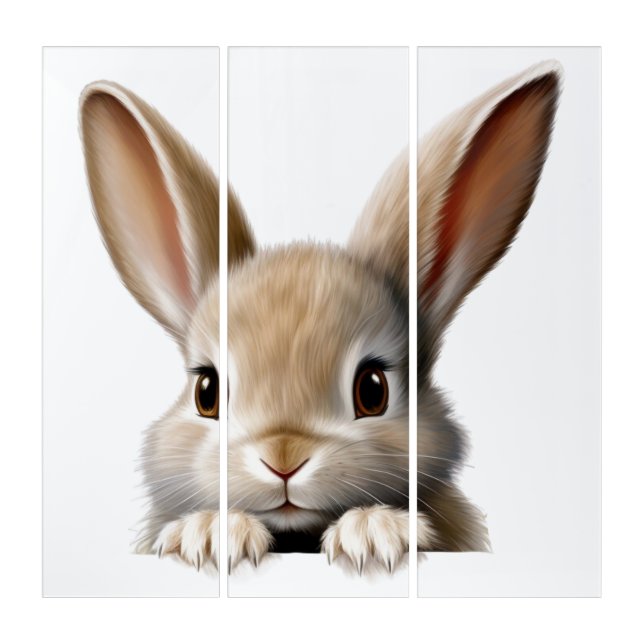 Peeking Bunny Rabbit Triptych (Front)