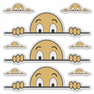Peeking Cartoon Face Contour Cut Sticker
