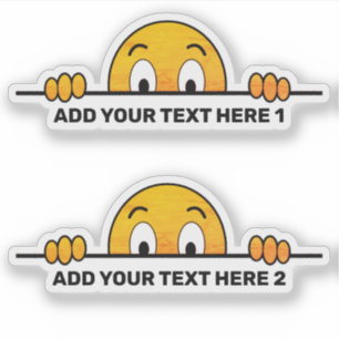 Peeking Cartoon Face Custom Text Contour Cut Orang Sticker