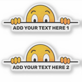 Peeking Cartoon Face Custom Text Contour Cut Orang Sticker