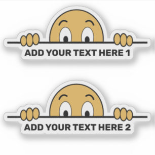 Peeking Cartoon Face Custom Text Contour Cut Sticker