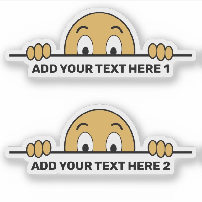 Peeking Cartoon Face Custom Text Contour Cut Sticker (Front)