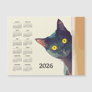 Peeking Cat 2026 Calendar Magnetic Card