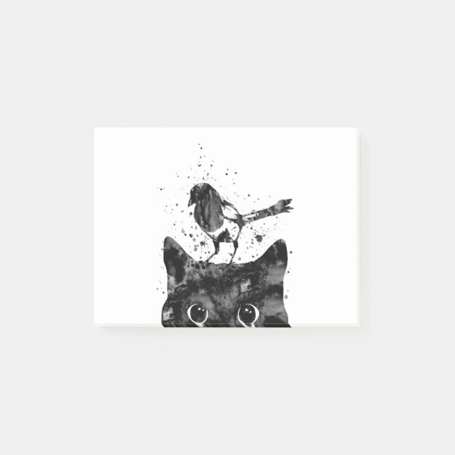 Peeking cat and Magpie Post-it Notes (Front)