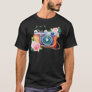 Peeking Cat Camera  T-Shirt