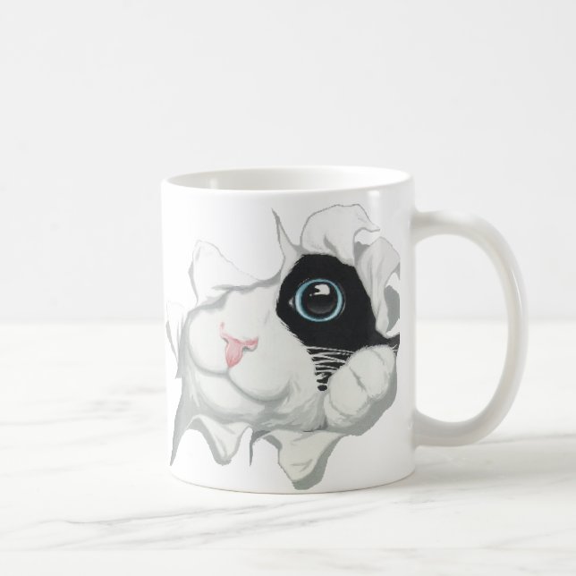 Peeking Cat Coffee Mug Cup (Right)