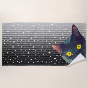Peeking Cat Design Beach Towel
