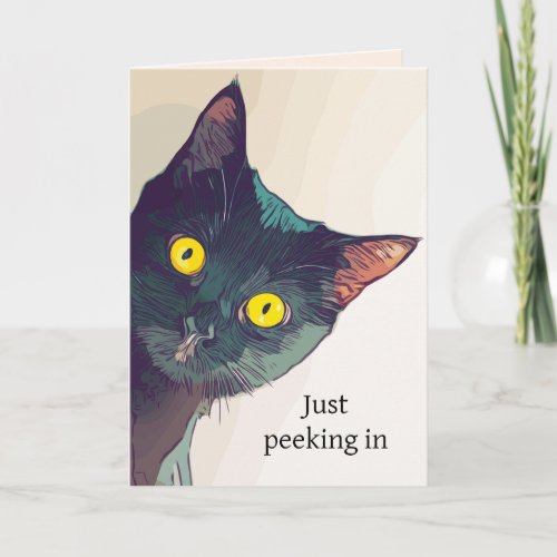 Peeking Cat Design Greeting Card