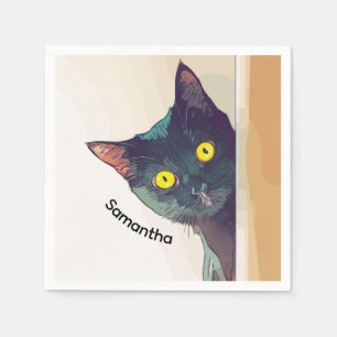 Peeking Cat Design Paper Napkins