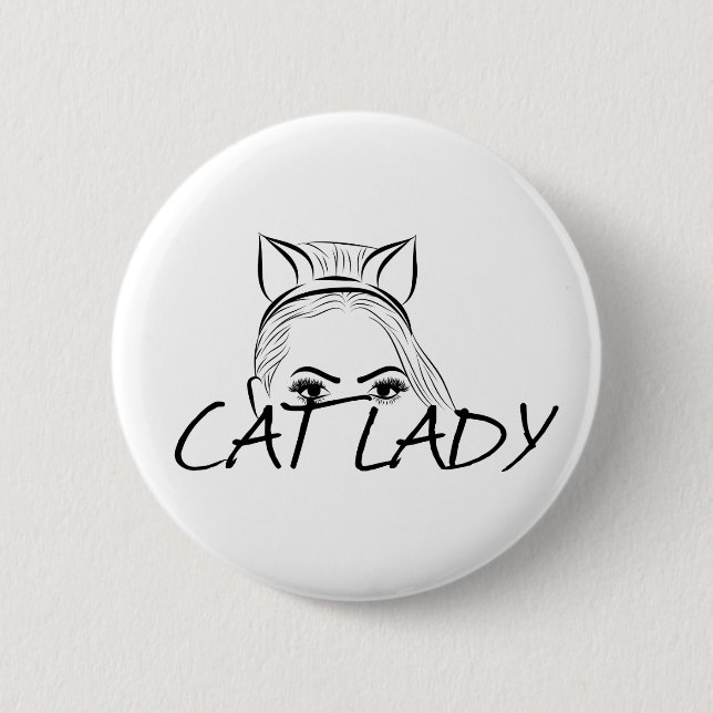 Peeking Cat Lady Button (Front)