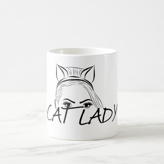 Peeking Cat Lady Coffee Mug (Center)