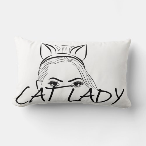 Peeking Cat Lady Lumbar Pillow