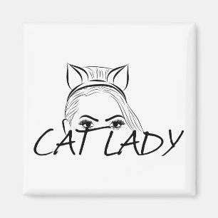 Peeking Cat Lady Magnet