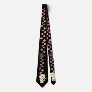 Peeking cat neck tie