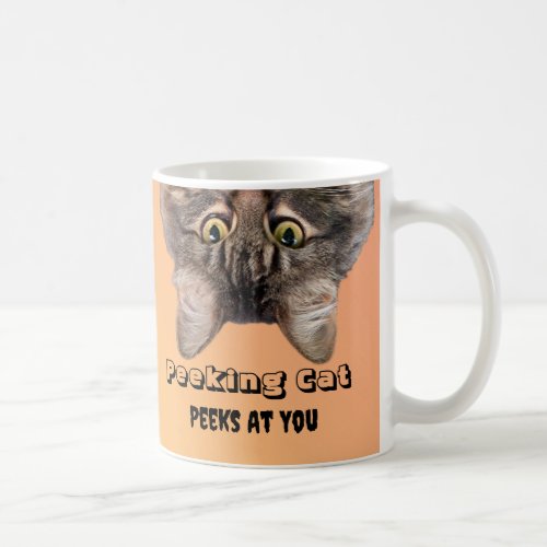 Peeking Cat Peeks At You Maine Coon cat pictured Coffee Mug