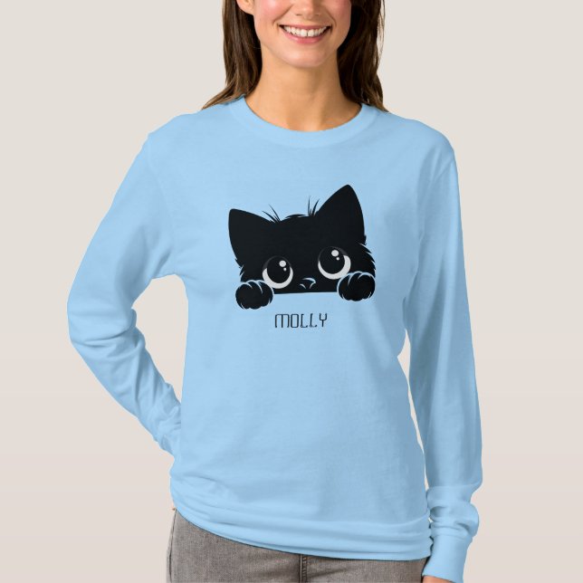 Peeking Cat Personalize T-Shirt (Front)