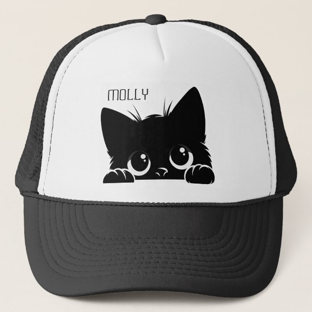 Peeking Cat Personalize Trucker Hat (Front)