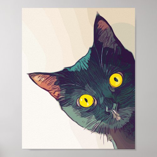 Peeking Cat Poster
