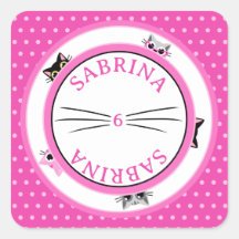 Peeking Cats Pink Polka Dot