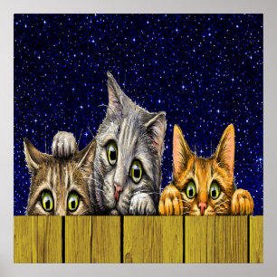 Peeking Cats Poster