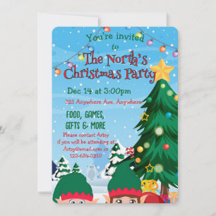 Peeking Christmas Elves  Invitation